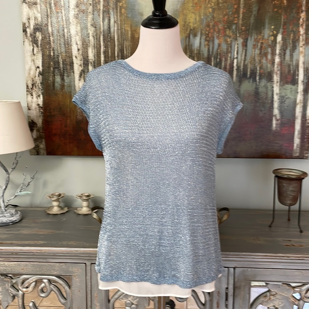 Chico’s Metallic Knit Top w/Underblouse